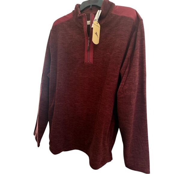 Tommy Bahama Mens Wine Half Zip Stand Collar Pockets Knit Pullover Top Sz XL New - Picture 4 of 10